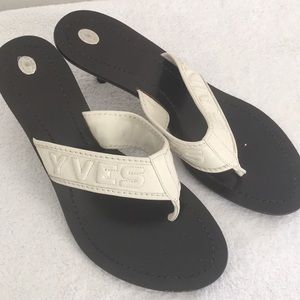 Ysl kitten heel white sandal